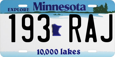 MN license plate 193RAJ