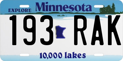 MN license plate 193RAK