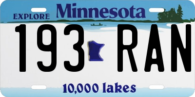 MN license plate 193RAN
