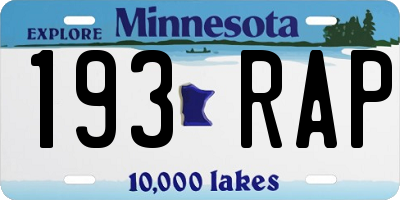 MN license plate 193RAP