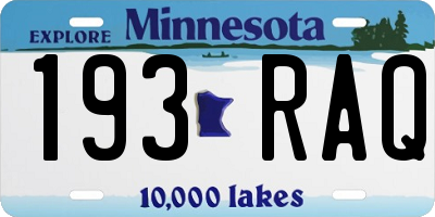 MN license plate 193RAQ