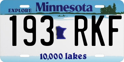MN license plate 193RKF
