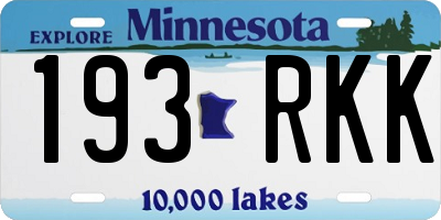 MN license plate 193RKK