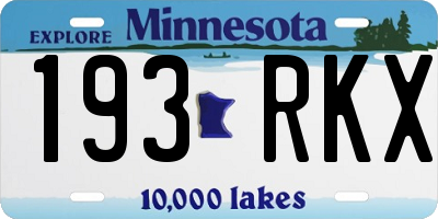 MN license plate 193RKX