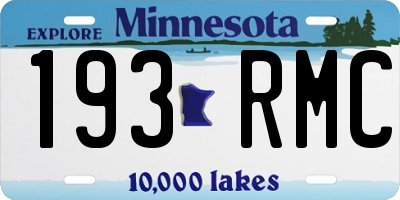MN license plate 193RMC