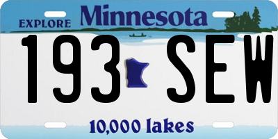 MN license plate 193SEW