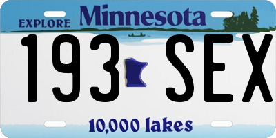 MN license plate 193SEX
