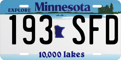 MN license plate 193SFD