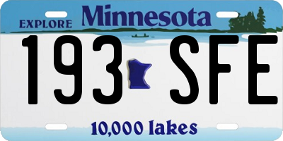 MN license plate 193SFE