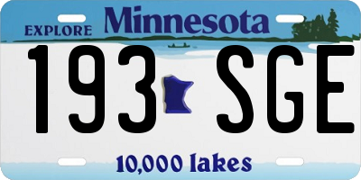 MN license plate 193SGE
