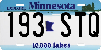 MN license plate 193STQ