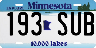 MN license plate 193SUB