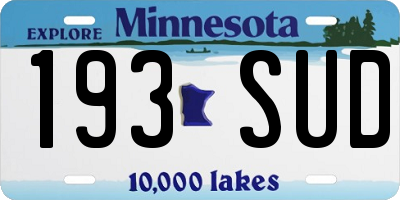 MN license plate 193SUD