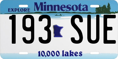 MN license plate 193SUE