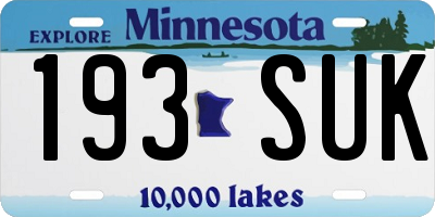 MN license plate 193SUK