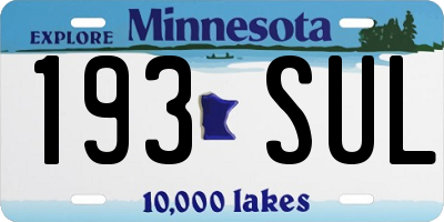 MN license plate 193SUL