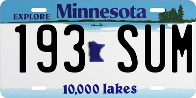 MN license plate 193SUM
