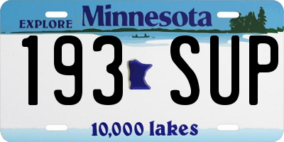 MN license plate 193SUP