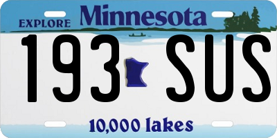 MN license plate 193SUS