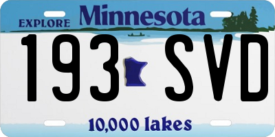 MN license plate 193SVD