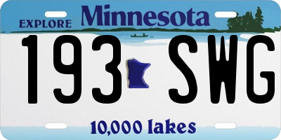 MN license plate 193SWG
