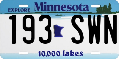 MN license plate 193SWN