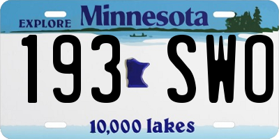 MN license plate 193SWO