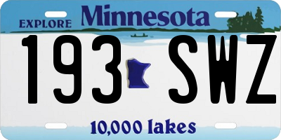 MN license plate 193SWZ