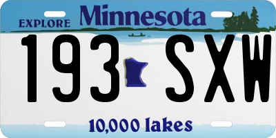 MN license plate 193SXW