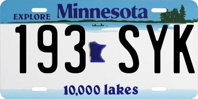 MN license plate 193SYK