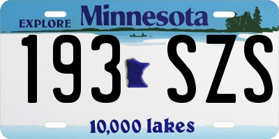 MN license plate 193SZS