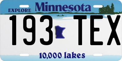 MN license plate 193TEX