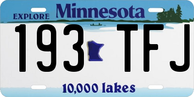 MN license plate 193TFJ