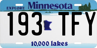 MN license plate 193TFY
