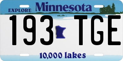 MN license plate 193TGE