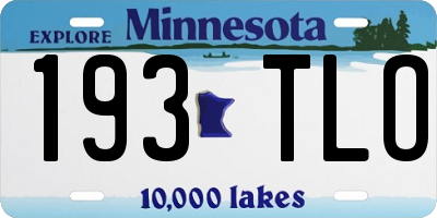 MN license plate 193TLO