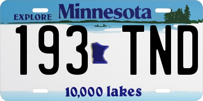 MN license plate 193TND