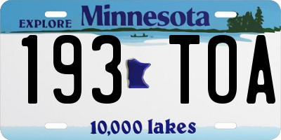 MN license plate 193TOA
