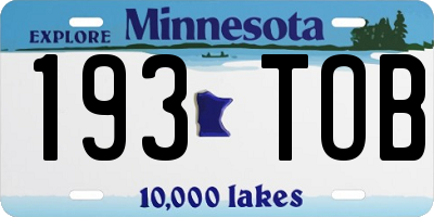 MN license plate 193TOB