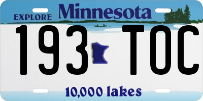 MN license plate 193TOC