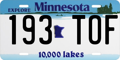 MN license plate 193TOF