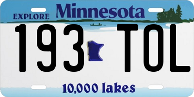 MN license plate 193TOL
