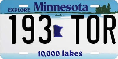 MN license plate 193TOR