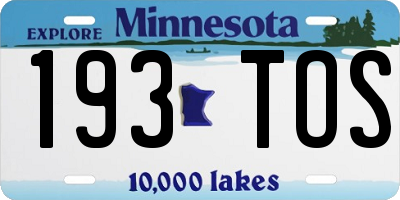 MN license plate 193TOS
