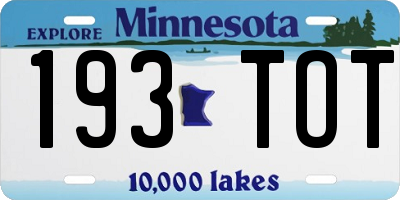 MN license plate 193TOT