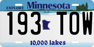 MN license plate 193TOW