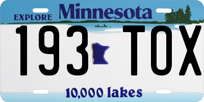 MN license plate 193TOX