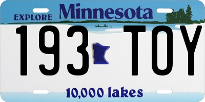 MN license plate 193TOY