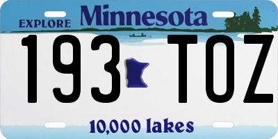 MN license plate 193TOZ