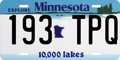MN license plate 193TPQ